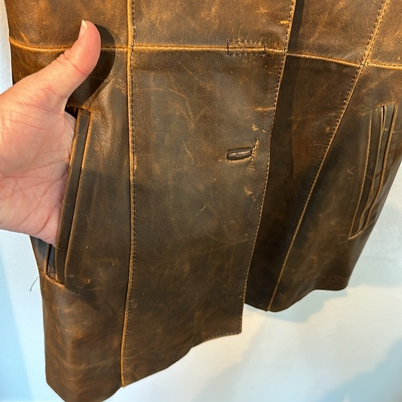 VTG 70’s Italian Vera Pelle :: Brown Leather jacket - Picture 6 of 8